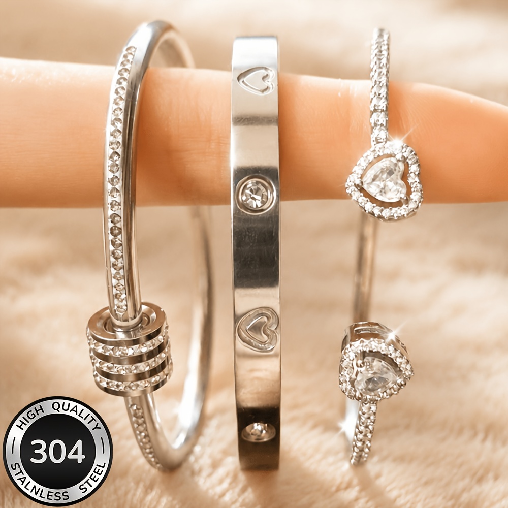3pc Minimalist Stainless Steel Bracelet Set, Elegant & Versatile